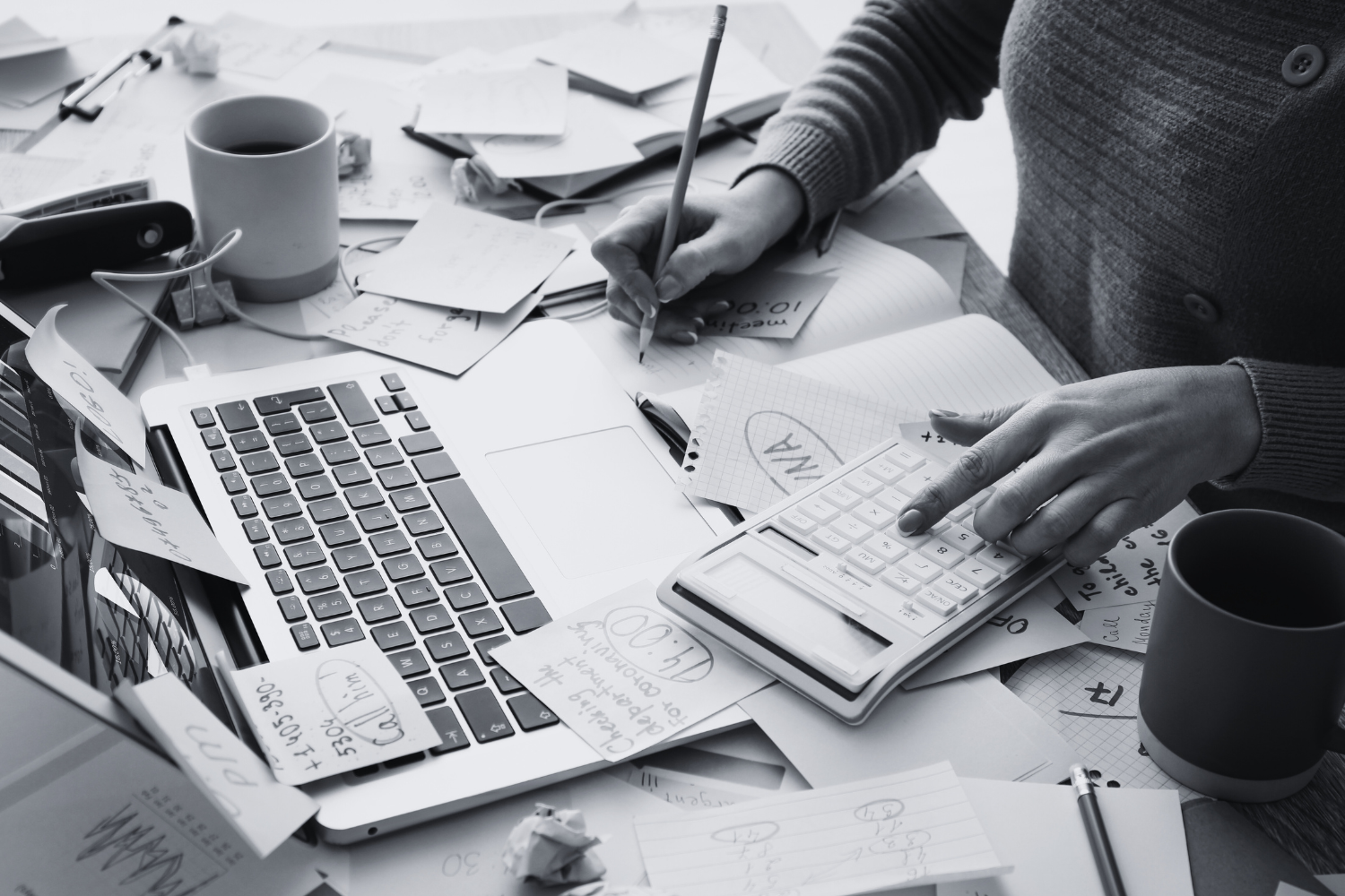 Illustration of a woman juggling bills and paperwork