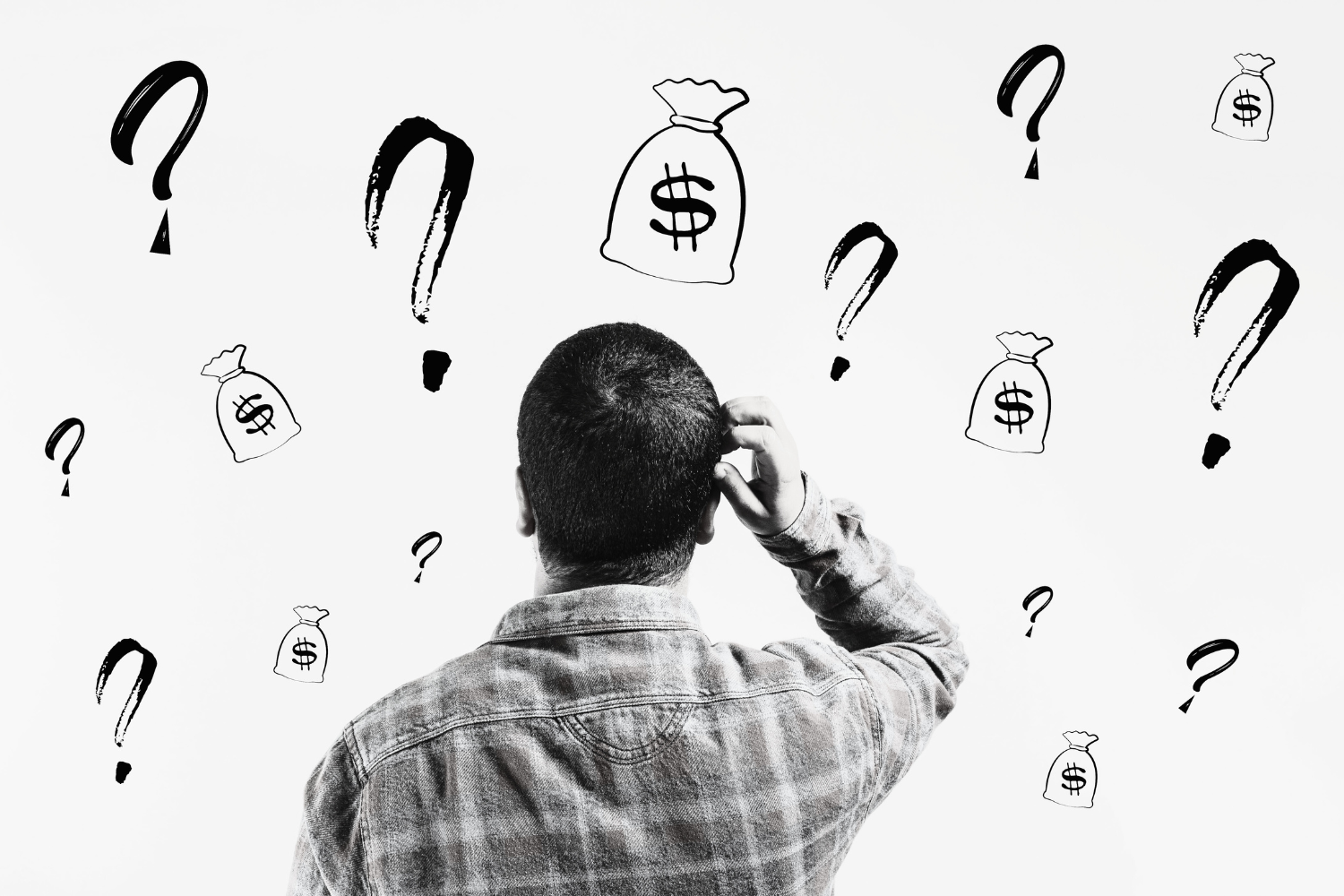 Illustration of a confused woman surrounded by financial to-dos